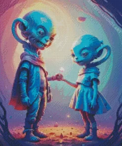 Blue Alien Couple Diamond Painting