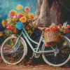 Blue Bike And Flowers Baskets Diamond Painting