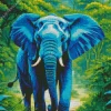 Blue Elephant In Jungle Diamond Painting