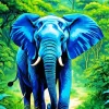 Blue Elephant In Jungle Diamond Painting