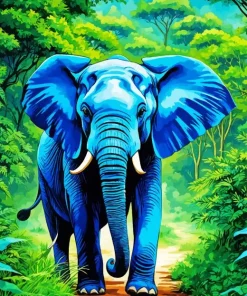 Blue Elephant In Jungle Diamond Painting