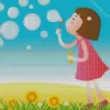 Cartoon Girl Blowing Bubble Art Diamond Painting