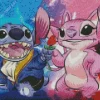 Disney Blue And Pink Stitch Diamond Painting