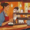 Female Barista Diamond Painting