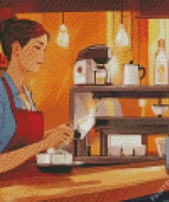 Female Barista Diamond Painting