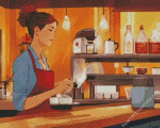 Female Barista Diamond Painting