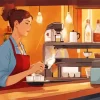 Female Barista Diamond Painting