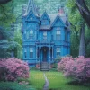 Forest Blue House Diamond Painting