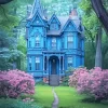 Forest Blue House Diamond Painting