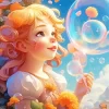 Girl Blowing Bubble Art Diamond Painting