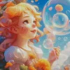 Girl Blowing Bubble Art Diamond Painting