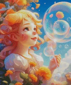 Girl Blowing Bubble Art Diamond Painting