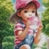 Little Girl Blowing Bubble Gum Diamond Painting