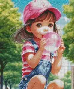 Little Girl Blowing Bubble Gum Diamond Painting