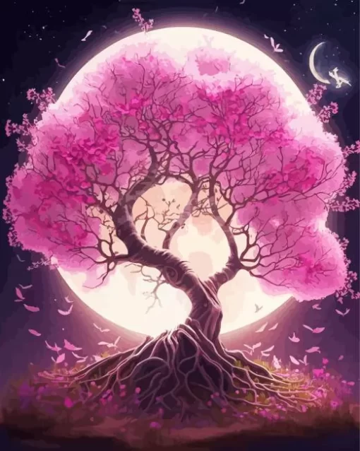 Moonlight Blossom Tree Art Diamond Painting