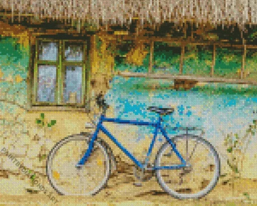 Old Blue Bike Diamond Painting