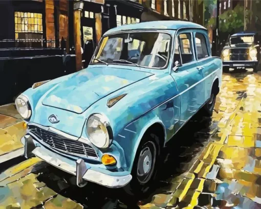 Old Blue Car Diamond Painting