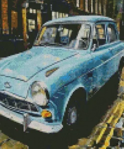 Old Blue Car Diamond Painting