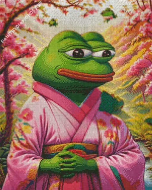 Pepe the Frog Wearing Asian Clothes Diamond Painting