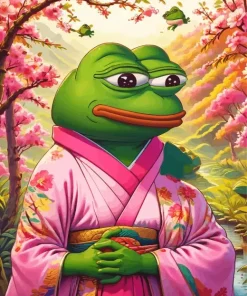 Pepe the Frog Wearing Asian Clothes Diamond Painting