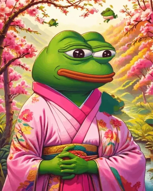 Pepe the Frog Wearing Asian Clothes Diamond Painting