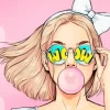 Stylish Girl Blowing Bubble Gum Diamond Painting