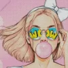 Stylish Girl Blowing Bubble Gum Diamond Painting