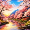 Sunset Blossom Landscape Diamond Painting