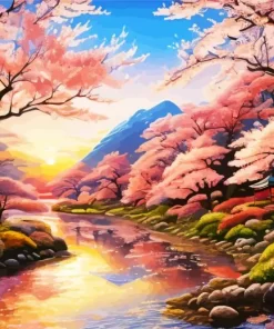 Sunset Blossom Landscape Diamond Painting