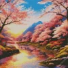 Sunset Blossom Landscape Diamond Painting