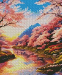 Sunset Blossom Landscape Diamond Painting