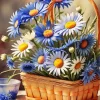 White And Blue Chamomile Basket Diamond Painting