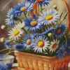 White And Blue Chamomile Basket Diamond Painting