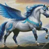 Winged Blue And White Unicorn Diamond Painting