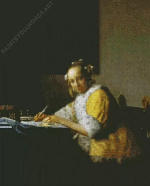 A Lady Writing A Letter By Johannes Vermeer Diamond Painting