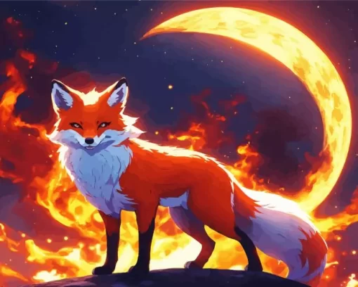 Aesthetic Firey Fox Diamond Painting