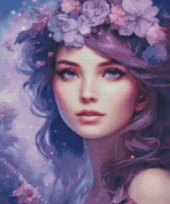 Aesthetic Lavender Girl Art Diamond Painting