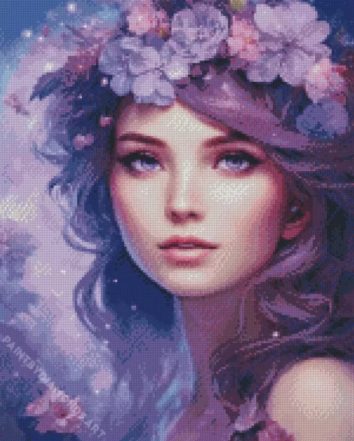 Aesthetic Lavender Girl Art Diamond Painting