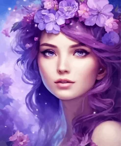 Aesthetic Lavender Girl Art Diamond Painting