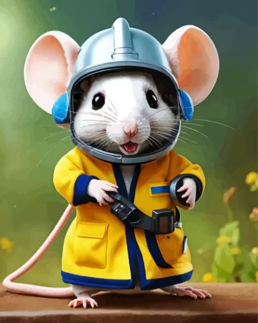 Aesthetic Mouse Wearing Full PPE Diamond Painting