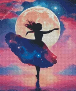 Ballerina And Full Moon Diamond Painting