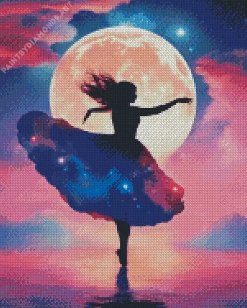 Ballerina And Full Moon Diamond Painting