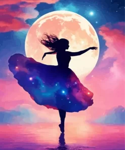 Ballerina And Full Moon Diamond Painting