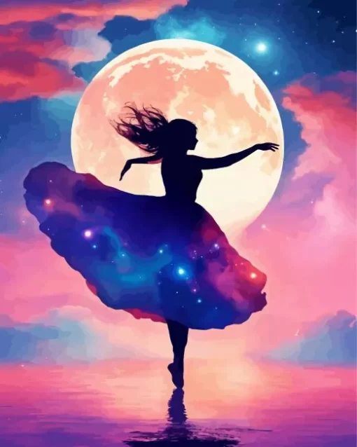 Ballerina And Full Moon Diamond Painting