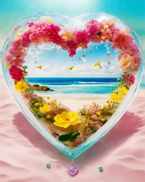 Beach Heart Diamond Painting