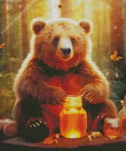 Bear Eating Honey Diamond Painting