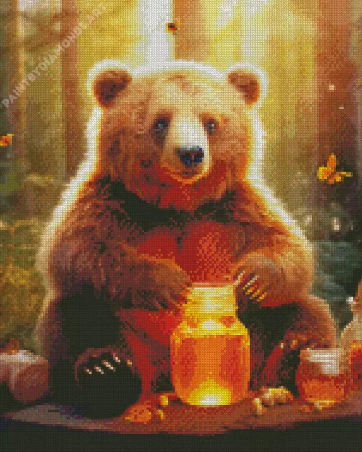 Bear Eating Honey Diamond Painting