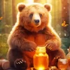 Bear Eating Honey Diamond Painting