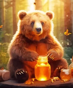 Bear Eating Honey Diamond Painting