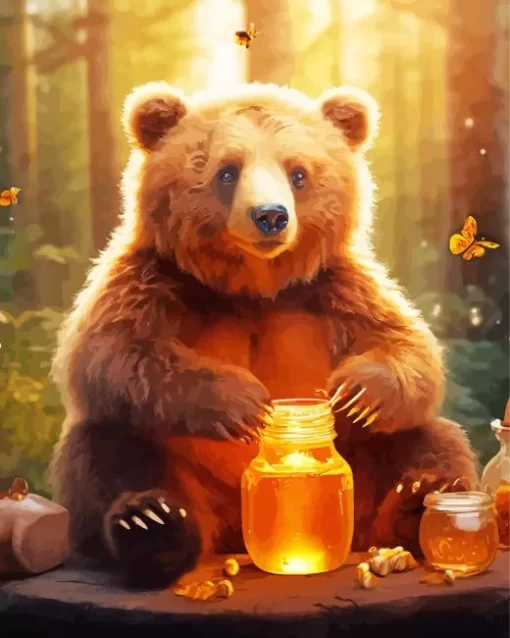 Bear Eating Honey Diamond Painting